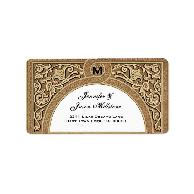 GOLD Elegant Arch Wedding Address Label Adressaufkleber (Vorne)