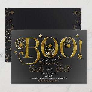 Gold Elegant BOO Magisches Halloween Verlobungsrin Einladung
