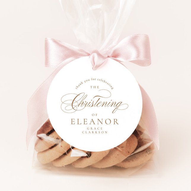 Gold Elegant Calligraphy Christening Vielen Dank Geschenkanhänger (Von Creator hochgeladen)