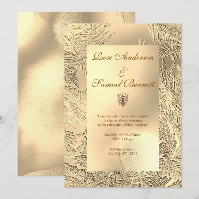 Gold Elegant Chic Wedding Invitation Einladung (Vorne/Hinten)