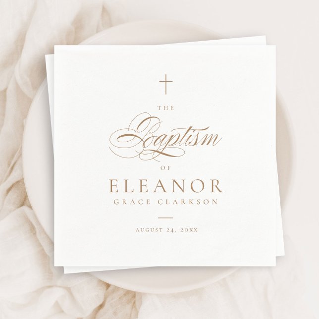 Gold Elegant Cross Script Kalligraphie Taufe Serviette (Von Creator hochgeladen)