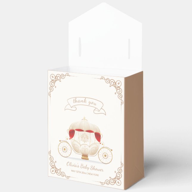 Gold Elegant Fairytale Carriage Baby Shower Geschenkschachtel (Offen)