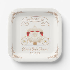 Gold Elegant Fairytale Carriage Baby Shower  Pappteller