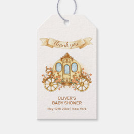 Gold Elegant Flower Prince Carriage Baby Shower  Geschenkanhänger