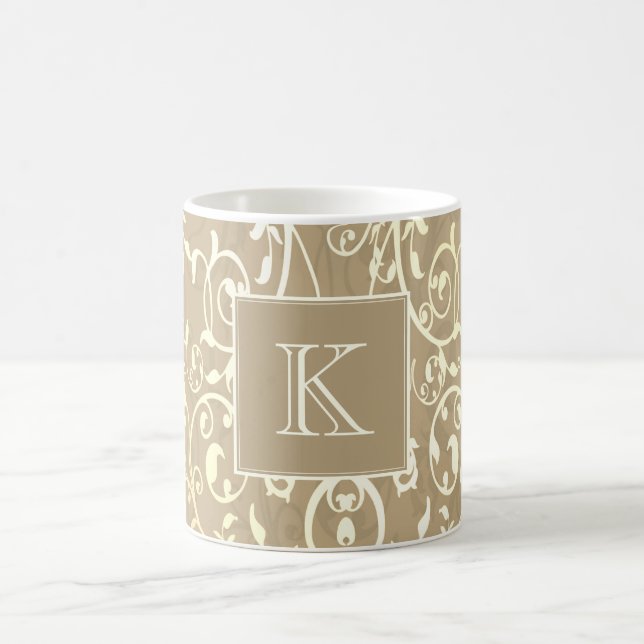Gold Elegant Geblüht Monogram-Tasse Kaffeetasse (Mittel)