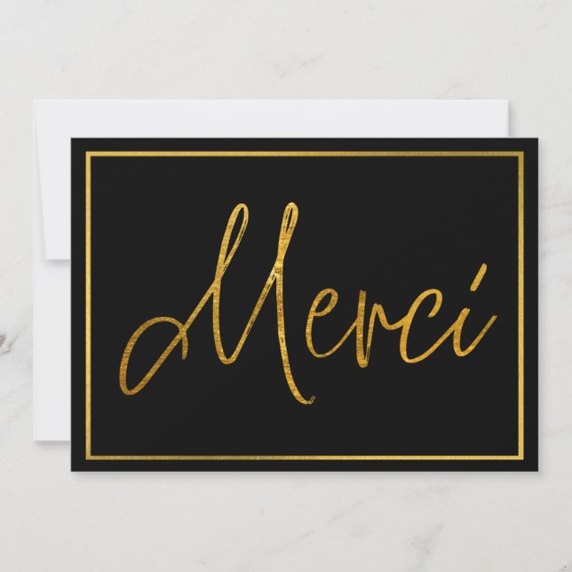 Gold Elegant Merci Custom Danke Cards Einladung (Vorderseite)