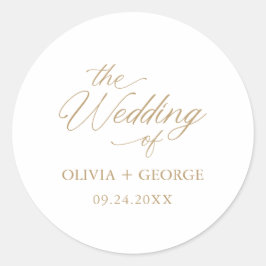 Gold Elegant Moderne Skriptkalligraphie Runder Aufkleber