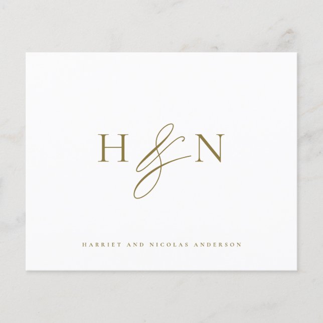 Gold Elegant Monogram Wedding Dankeschön Card (Vorderseite)