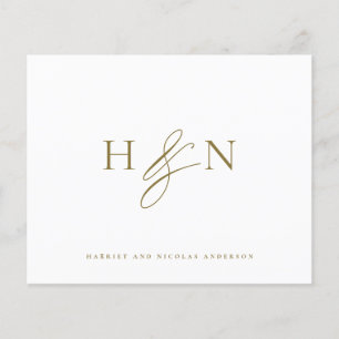 Gold Elegant Monogram Wedding Dankeschön Card