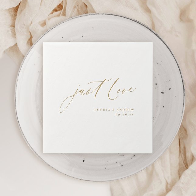 Gold Elegant nur Liebe Skript minimalistische Hoch Serviette (Gold Elegant just love script minimalist wedding Napkins)