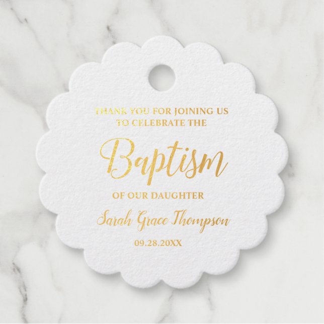 Gold Elegant Taufe Baby Mädchen Vielen Dank Geschenkanhänger (Vorderseite)