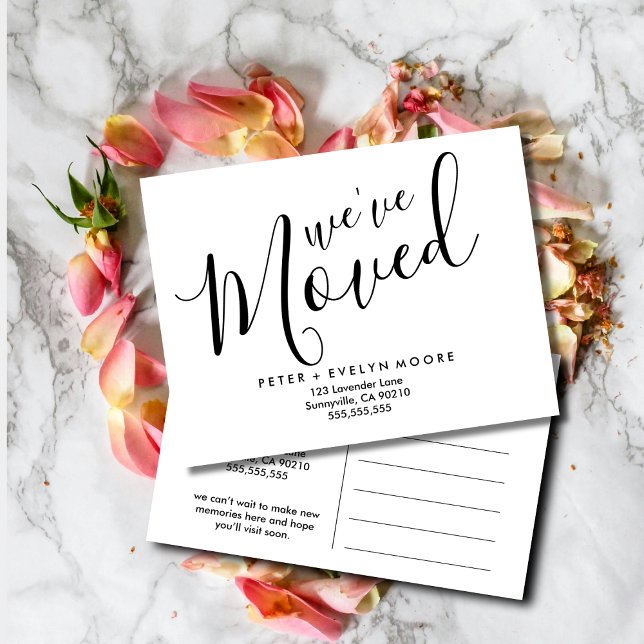 Gold elegante Änderung der Adresse, die wir versch Ankündigungspostkarte (Von Creator hochgeladen)