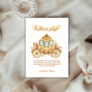 Gold Elegante Blumen Prinz Kutsche Baby Shower Dankeskarte