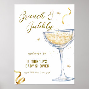 Gold Elegante Brunch Champagne Baby Dusche Willkom Poster