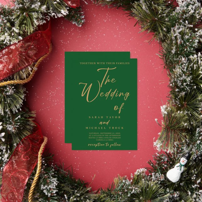 Gold Elegante Calligrafy Einladung | Royal Green (Insitu)