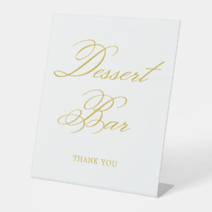Gold Elegante Calligraphy Wedding Dessert Bar Sockelschild