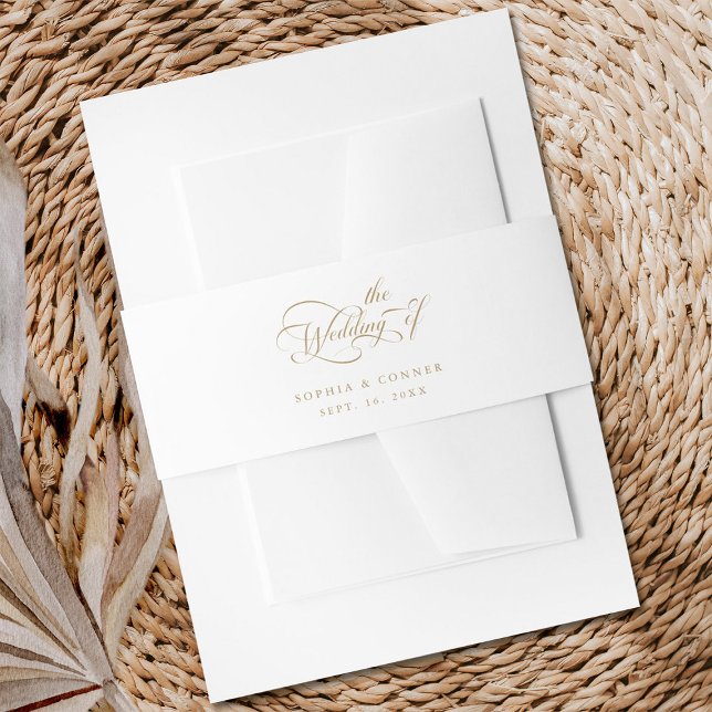 Gold Elegante Charm Script Wedding Einladungsbanderole (Von Creator hochgeladen)
