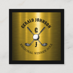 Gold Elegante Custom Golf Monogram Design Quadratische Visitenkarte