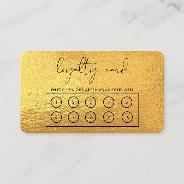 Gold Elegante Custom Loyalty Card Visitenkarte (Vorderseite)