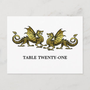 Gold Elegante Dragons Tischnummer Postkarte