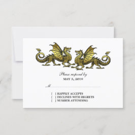 Gold Elegante Dragons Wedding Response Card RSVP Karte