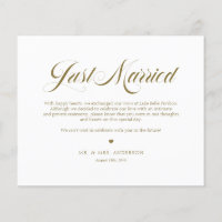 Gold Elegante fette Kalligraphie Just Married Card