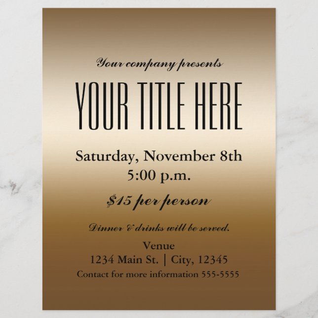 Gold Elegante Glamour Event Flyer Poster (Vorne)