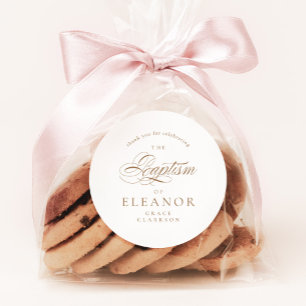 Gold Elegante Kalligraphie Taufe Vielen Dank Runder Aufkleber