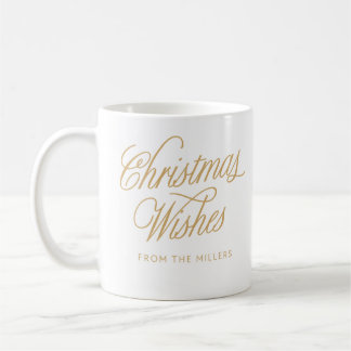 Gold Elegante KalligraphieBriefe Weihnachts-Tasse Kaffeetasse