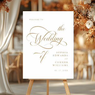 Gold Elegante Klassik Wedding Willkommenszeichen Poster