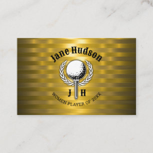 Gold Elegante Ladys Golf Monogram Design Visitenkarte