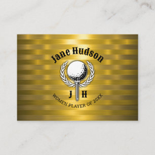 Gold Elegante Ladys Golf Monogram Design Visitenkarte