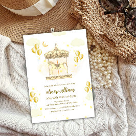 Gold Elegante Magical Balloon Carousel Baby Shower Einladung