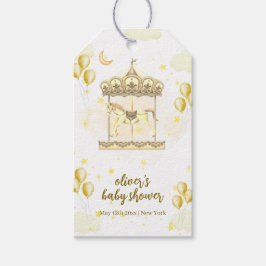 Gold Elegante Magical Balloon Carousel Baby Shower Geschenkanhänger