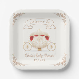 Gold Elegante Märchen-Kutsche Baby Shower Pappteller