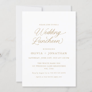Gold Elegante Moderne Kalligrafie Hochzeitspazierg Einladung