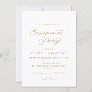 Gold Elegante Moderne kalligraphische Engagement P Einladung