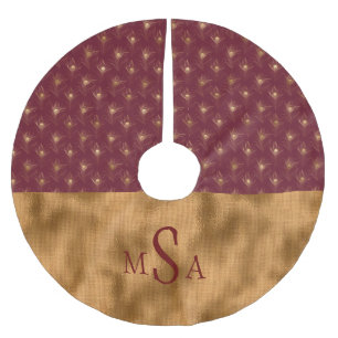 Gold Elegante Monogram Holiday Red Animal Chic Polyester Weihnachtsbaumdecke