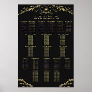 Gold Elegante Mystische Tarot Hochzeits-Sitzordnun Poster