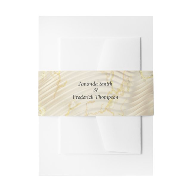 Gold Elegante Ripple Effect & Rose Blätter und Vog Einladungsbanderole (Vorderseite Beispiel)