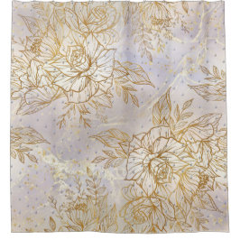 Gold Elegante Rose zeichnend Duschvorhang