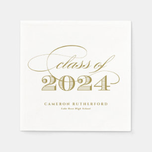 Gold Elegante Script 2024 Graduation Party Serviette