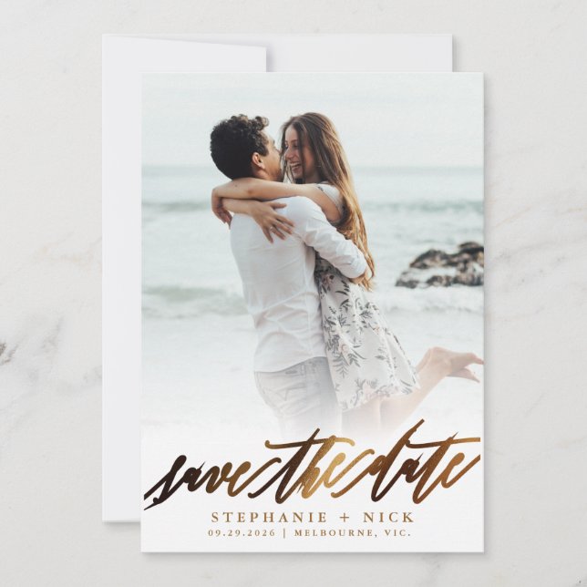 Gold Elegante Script-Einladung Einladung (Vorderseite)