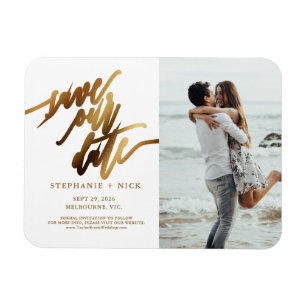 Gold Elegante Script Einladung Magnet