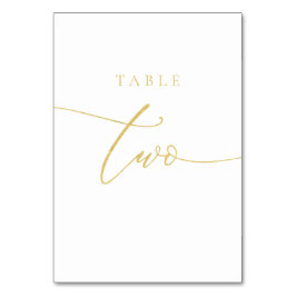 Gold Elegante Script-Tischnummer Zwei Tischnummer