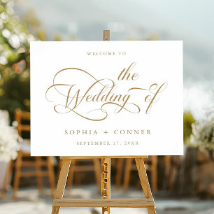 Gold Elegante Script Wedding Welcome Sign Poster