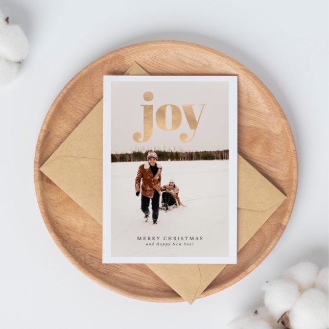 Gold Elegante Simple Family Christmas Card Einladung (Von Creator hochgeladen)