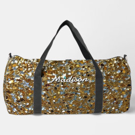 Gold Elegante Simulierter Schimmerpartikeleffekt Duffle Bag