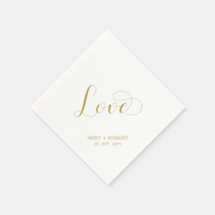 Gold   Elegante stilvolle Schrift Liebe Hochzeit Serviette
