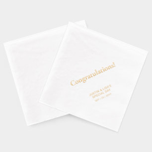 Gold   Elegante stilvolle Schriftzug Gratulation Servietten Mit Folie